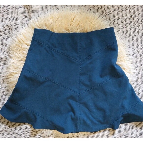 Loft Ann Taylor Seamed Flippy Mini Short Dark Blue Skirt 6 Fit & Flare Stretch - Picture 2 of 8